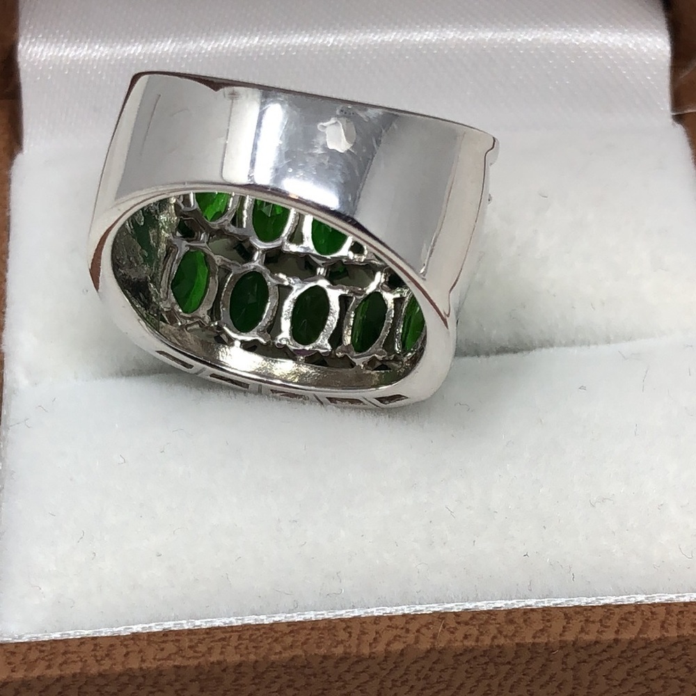 Russian Green Chrome Diopside Sterling Silver Ring Size 7.25 - Picture 7 of 12